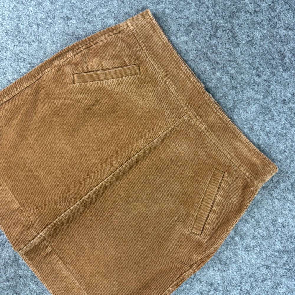 LOFT Tan Brown Corduroy Mini Skirt Size 2 308099 Pockets Zip Back Stretch Cotton